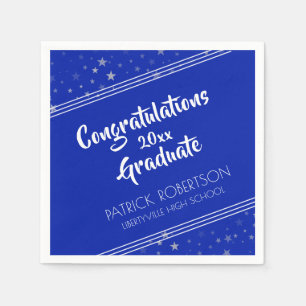 Brush Script   Editable Royal Blue   Graduation Napkin