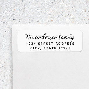 Brush Script Family Name Return Address Label