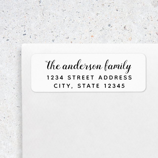 Brush Script Family Name Return Address Return Address Label (Creator Uploaded)