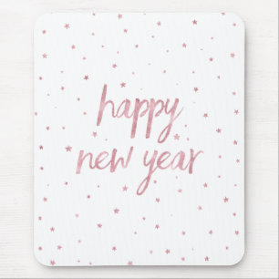 Brush Script Faux Rose Gold Glitter Mouse Pad