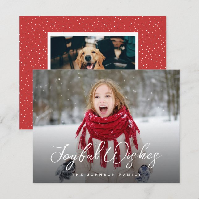 Brush Script Full Photo Christmas Holiday Card (Front/Back)