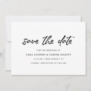 Brush Script Handwriting Minimalist Modern Save The Date