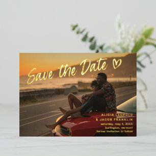 Brush Script Heart Modern Wedding Save the Date