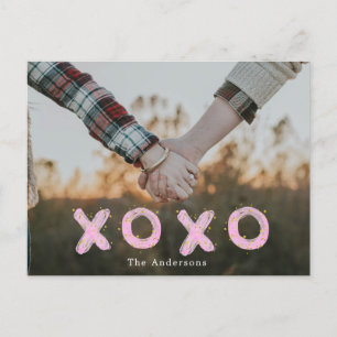 Brush script hugs and kisses Photo Postcard