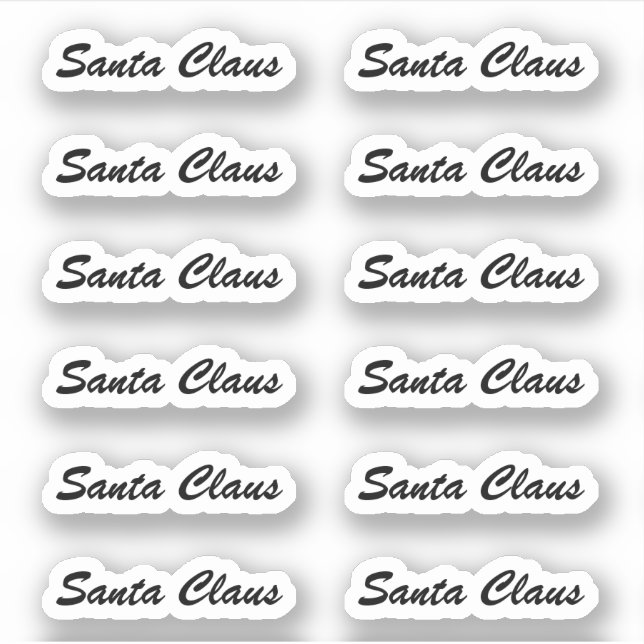 Brush Script Kiss-Cut Santa Claus Signature (Front)