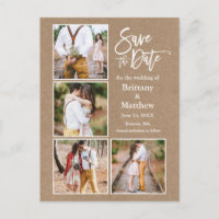 Brush Script Kraft Save The Date Couple 4 Photo
