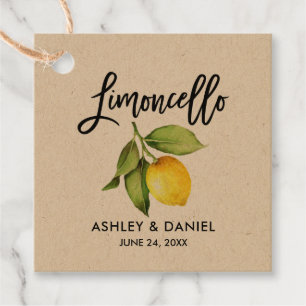 Brush Script Lemon Wedding Limoncello Kraft Favour Tags