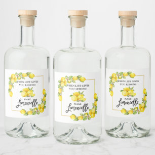 Brush Script Limoncello Lemons Liquor Bottle Label