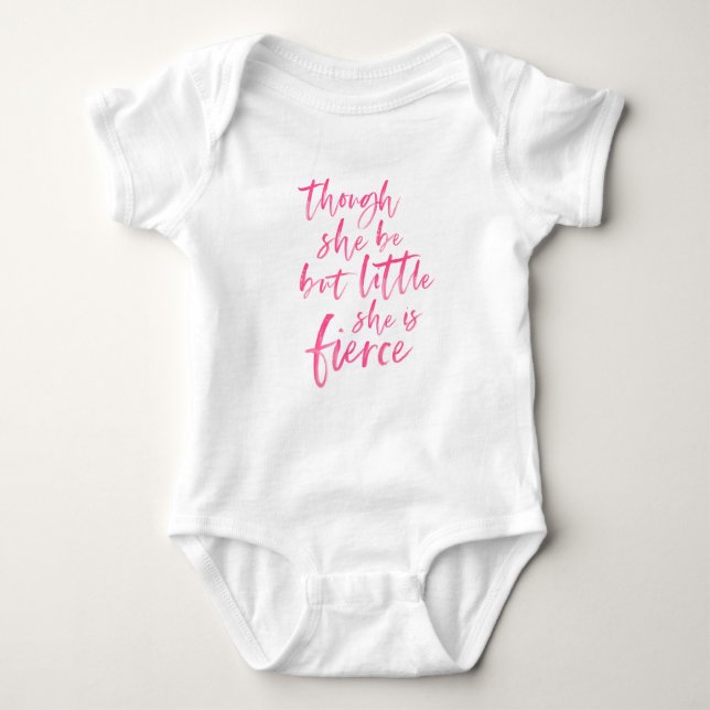 Brush Script Little But Fierce William Shakespeare Baby Bodysuit (Front)