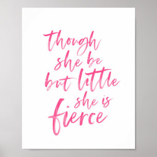 Brush Script Little But Fierce William Shakespeare Poster