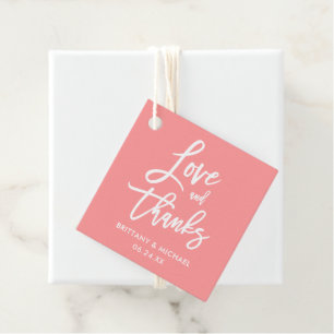 Brush Script Love and Thanks Wedding Pink Favour Tags