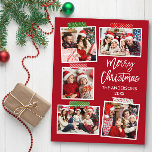 Brush Script Merry Christmas Craft Tape Red Postcard