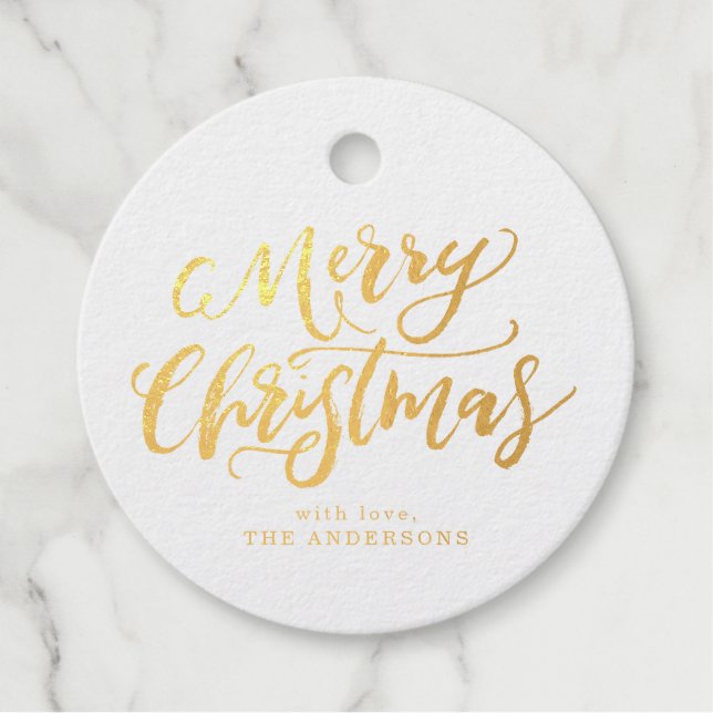 Brush Script Merry Christmas Holiday Gift Tag (Front)