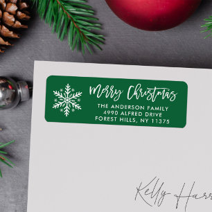 Brush Script Merry Christmas Script Return Address Label