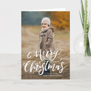 Brush Script Merry   Holiday Photo Greeting Card