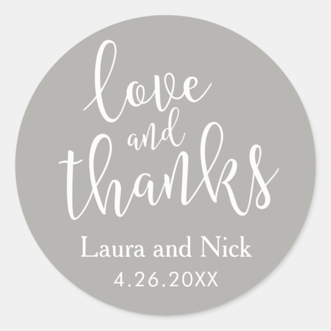 Brush Script Modern Casual Thank You Classic Round Sticker (Front)