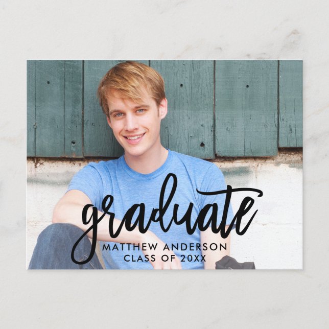 Brush Script Modern Graduation Announcement (Front)