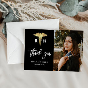 Brush script nursing school graduation thank you postcard