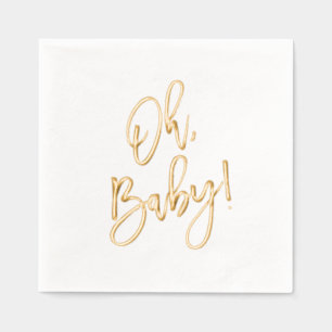 Brush Script Oh Baby Shower Foil Napkins