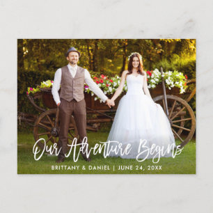 Brush Script Our Adventure Begins Wedding Thanks B Postcard