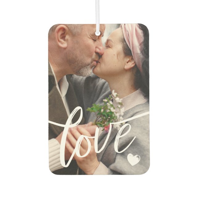 Brush Script Overlay Love Photos Car Air Freshener (Front)