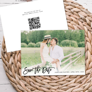 Brush Script Photo Minimalist Horizontal Save The Date