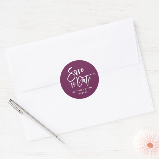 Brush Script Save The Date Cassis Envelope Seals (Envelope)