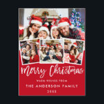Brush Script Star Merry Christmas 4 Photo Red Postcard<br><div class="desc">Brush Script Star Merry Christmas Red Postcard -  4 Photos</div>