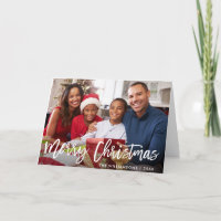 Brush Script Star Merry Christmas Photo Folded
