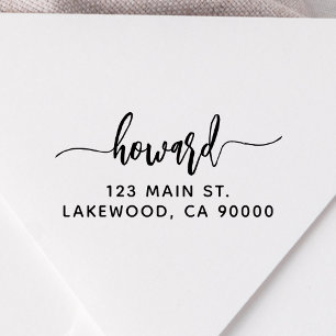 Brush Script Stylish Return Address Self-inking St Stamp