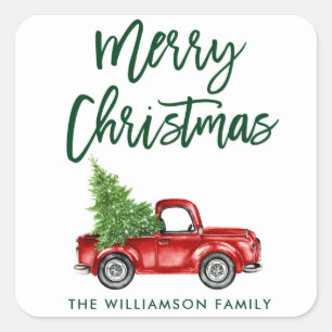 Brush Script Truck Christmas Envelope Seal G