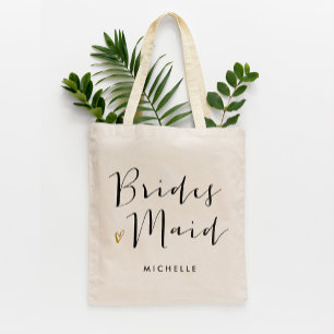 Brush Script Typography "Bridesmaid" Tote Bag