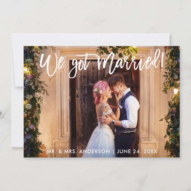 Brush Script We Got Married Celebration Invite (Front)