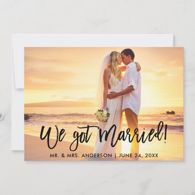 Brush Script We Got Married Celebration Invite B (Front)