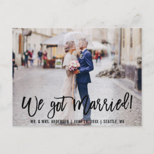 Brush Script We Got Married Photo Mr. and Mrs. Postcard