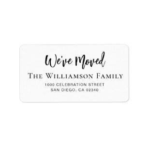 brush script we have moved new address label