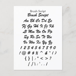 Brush Script - Zazzle Font Sampler Sheet Postcard