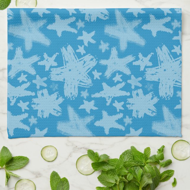 Brush Stars Pattern Tea Towel (Folded)