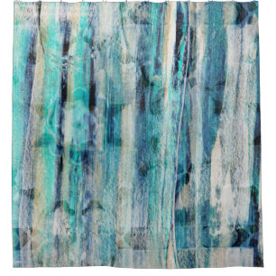 Brush Stroke Abstract Mandala Turquoise Blue Shower Curtain