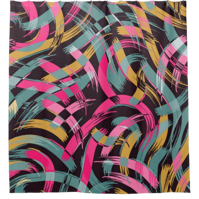 Brush stroke artistic seamless pattern shower curtain (Front)
