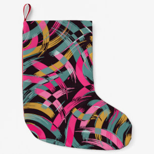Brush stroke artistic seamless pattern small christmas stocking