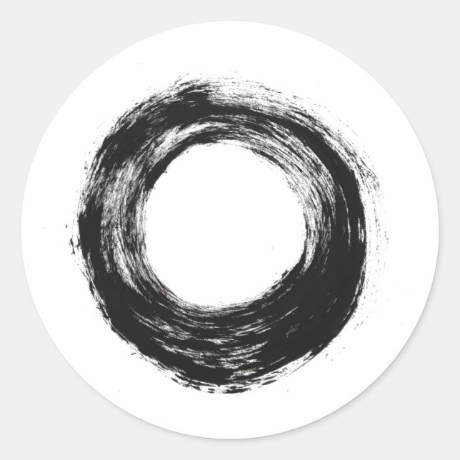 Brush stroke circle texture classic round sticker (Front)