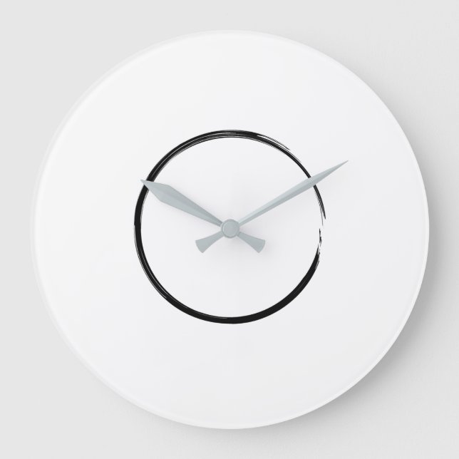 Brush stroke circle, zen circle, minimalist large clock (Front)
