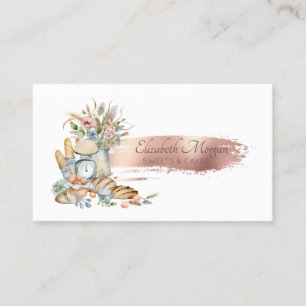 Brush Stroke Floral Rustic Breads Business Card