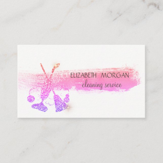 Brush Stroke,Glitter Broom,Vacuum cleaner Business Business Card (Front)