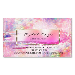 Brush Stroke,Gold Frame Colourful Holographic Magnetic Business Card