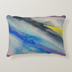 brush stroke, painting Abstract watercolor colorf Decorative Cushion