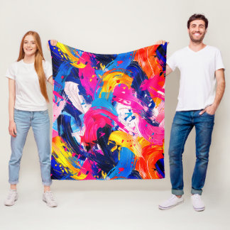 brush stroke pattern fleece blanket