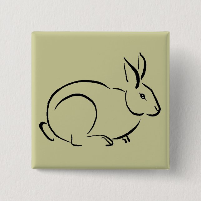 Brush stroke rabbit 15 cm square badge (Front)