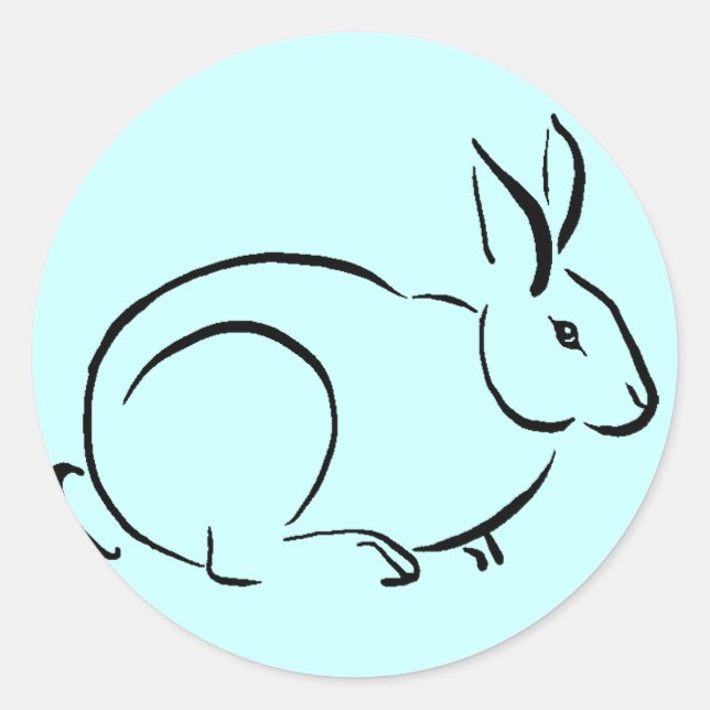 Brush stroke rabbit classic round sticker (Front)